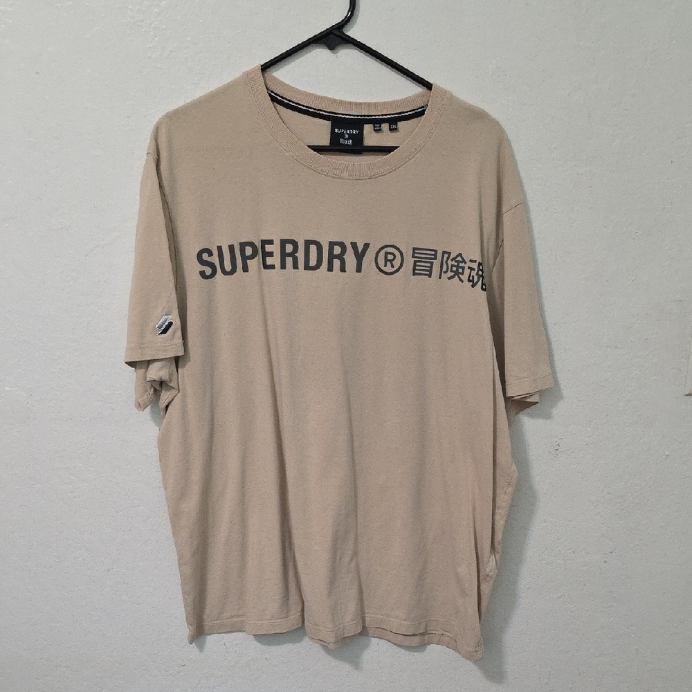 Superdry Tan Short Sleeve Tee Casual Cotton Crew Neck